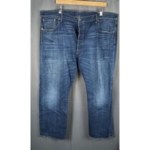Levis 50 1Jeans Mens Size 44x30 Blue Denim  Button Fly Straight Leg Medium Wash